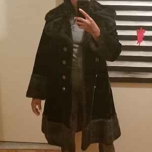 Vintage black Faux Fur Coat